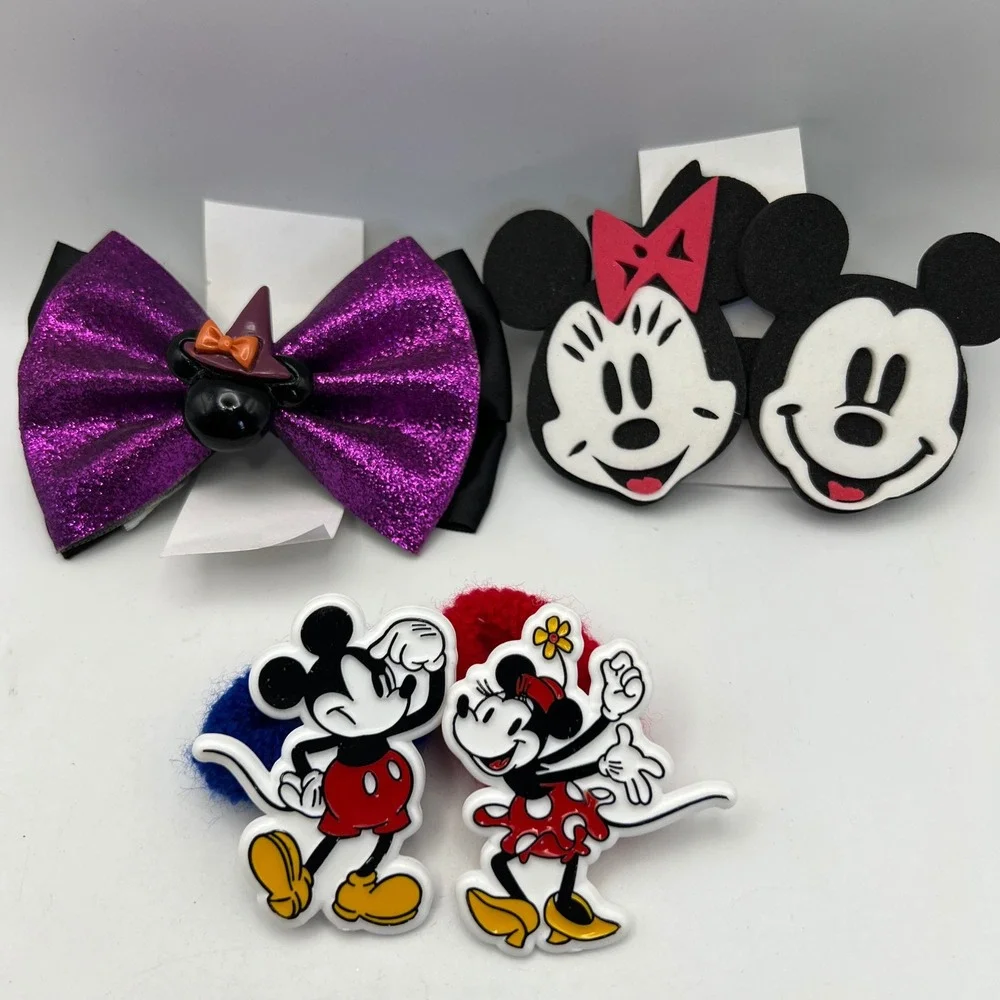 Disney Mickey and Minnie Mouse Hair Accessory Lot of 4 VTG Retro Disneyana